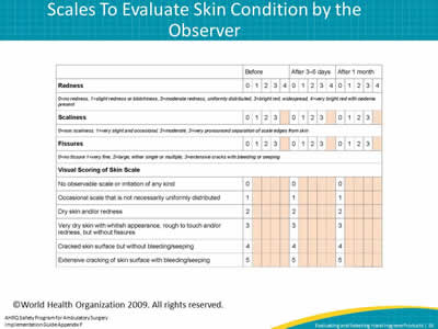 Scales To Evaluate Skin Condition by the Observer