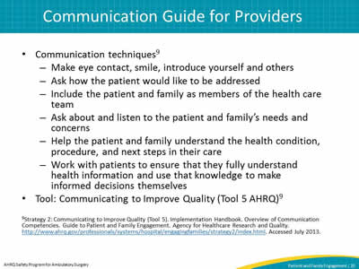 Communication Guide for Providers