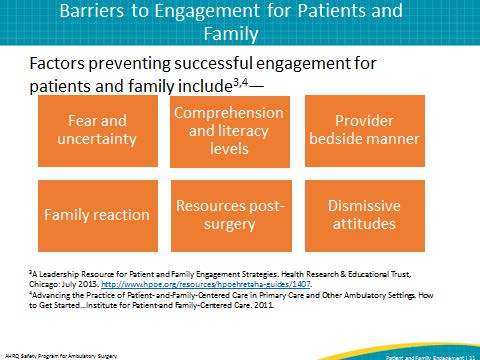 Barriers to Engagement for Patients and Family
