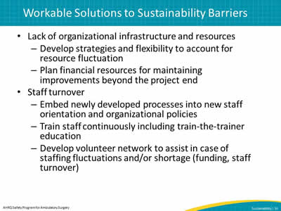 Workable Solutions to Sustainability Barriers