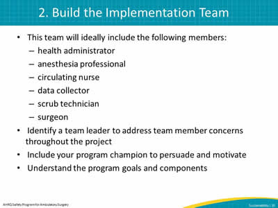 2. Build the Implementation Team