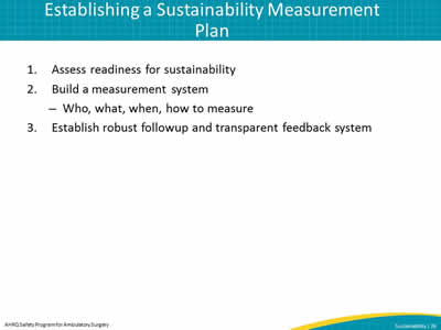 Establishing a Sustainability Measurement Plan