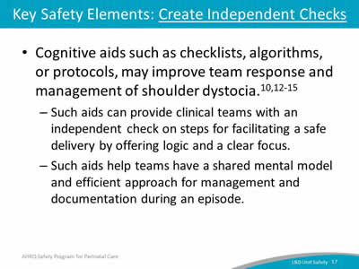 Key Safety Elements: Create Independent Checks