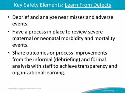 Key Safety Elements: Learn From Defects
