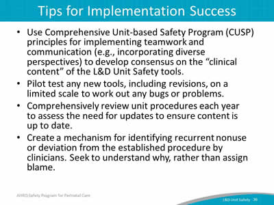 Tips for Implementation Success