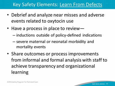 Key Safety Elements: Learn From Defects.