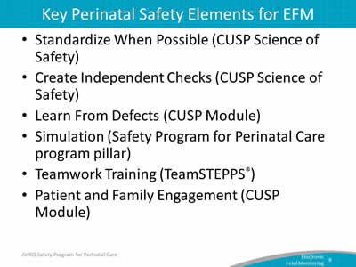 Key Perinatal Safety Elements for EFM
