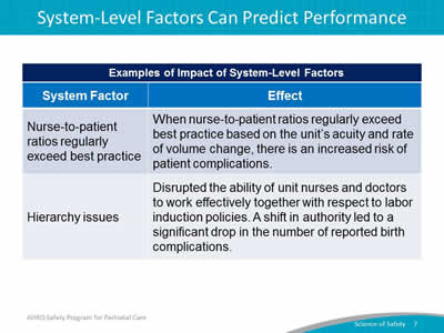 System-Level Factors Can Predict Performance