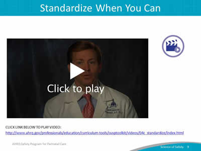 Image: Video icon. Opening shot of "Standardize When You Can" video with the words "Click to play" on the front.