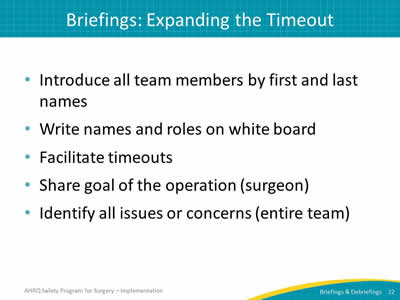 Briefings: Expanding the Timeout