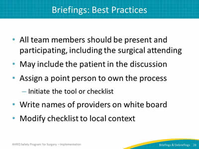 Briefings: Best Practices