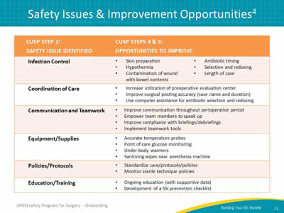 Safety Issues and Improvement Opportunities