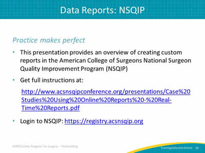 Data Reports: NSQIP