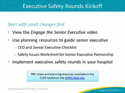 Executive Safety Rounds Kickoff