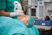 Patient is anesthetized before surgery