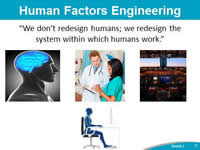 Human Factors Engineering. 'We don’t redesign humans; we redesign the system within which humans work.'