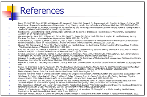 This slide lists the references used to create this presentation. For details, go to the Text Description [D].