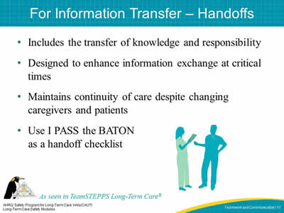 For Information Transfer – Handoffs