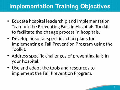 Implementation Training Objectives