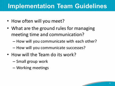 Implementation Team Guidelines