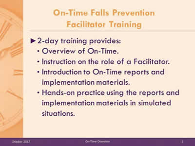 On-Time Falls Prevention Facilitator Training
