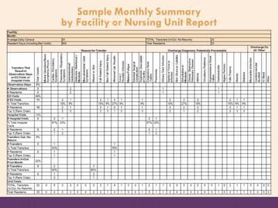 Sample Monthly Summary by Facility or Nursing Unit Report