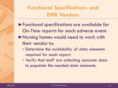 Functional Specifications and EMR Vendors