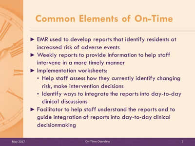 Common Elements of On-Time